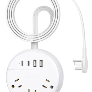 Regleta De Alimentación Ntonpower Con Usb 7 En 1 Blanco