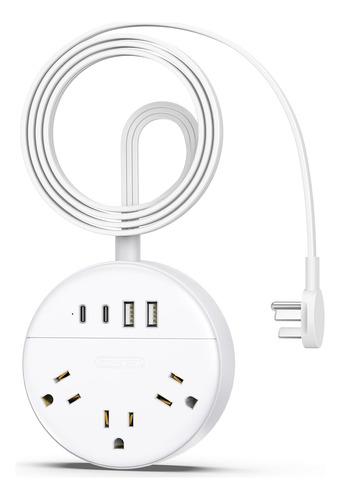 Regleta De Alimentación Ntonpower Con Usb 7 En 1 Blanco