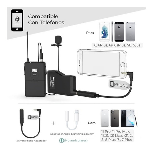 Microfono Lavalier Inalambrico Fifine Dslr K037b Para Cámara Color Negro - Imagen 6