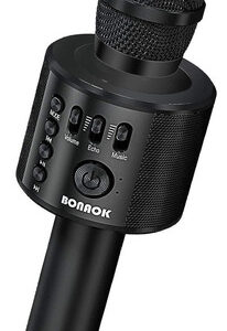 Micrófono Inalámbrico Bonaok, Q37, Color Negro, Para Karaoke