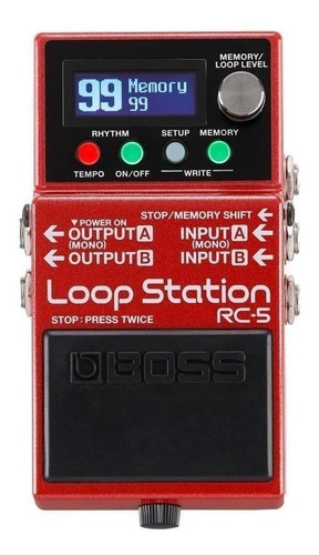 Pedal De Efecto Boss Loop Station Rc-5 Rojo - Imagen 3