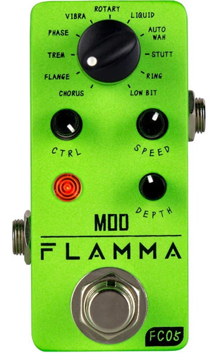 Pedal De Modulación 11 Modos Flamma Fc05 Mod Mini Color Verde Lima