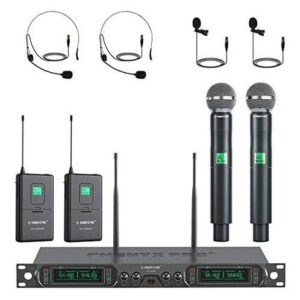 Phenyx Pro Sistema De Micrófono Inalámbrico Vhf De 4 Canales Color Ptu-5000b