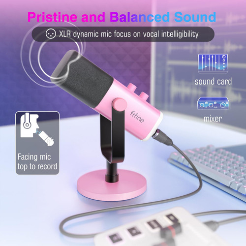 Fifine Microfono Dinamico Xlr/usb Para Grabacion De Podcasts - Imagen 3