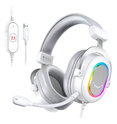 Auriculares Fifine Ampligame H6 7.1 Rgb Para Jugadores, Color Blanco