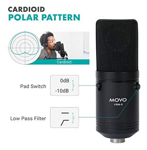 Movo Vsm-5 Micrófono De Condensador Cardioide De Estudio Xlr - Imagen 4