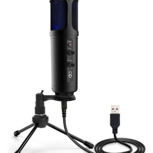 Pyle Micrófono Condensador De Grabación Usb Para Pc, Led . Color Negro