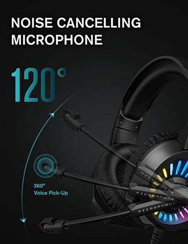 Audífonos Gamer Ziumier C/ Rgb/ Mic. Negros - Imagen 4