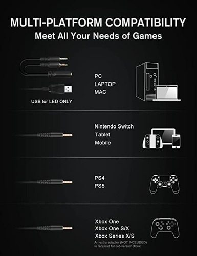 Audífonos Gamer Ziumier C/ Rgb/ Mic. Negros - Imagen 5