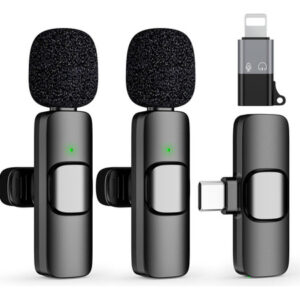 Paquete De 2 Mini Microfono Lavalier Inalambrico Tipo C Para