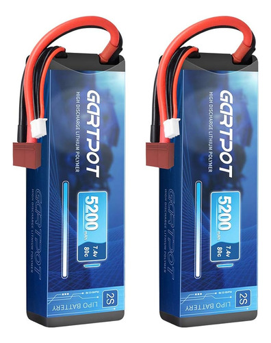Gartpot 5200mah 2s 7.4v 80c Lipo Rc Estuche Rígido De Baterí