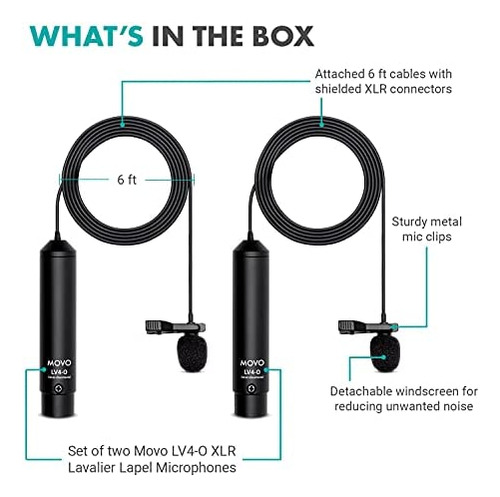 Movo Lv4-o2 Xlr Phantom Power Juego De Micrófono Lavalier Om - Imagen 4
