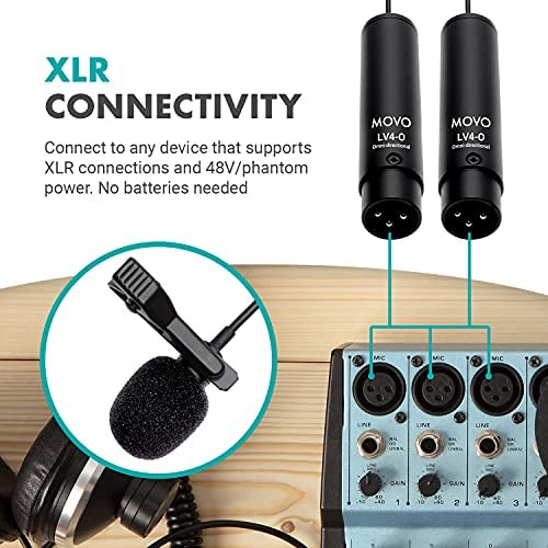 Movo Lv4-o2 Xlr Phantom Power Juego De Micrófono Lavalier Om - Imagen 6