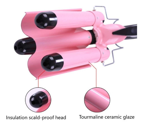 Modvica 3 Jumbo Barrel Curling Iron Wand 32mm Hair Waver Tem Color Rosa - Imagen 3