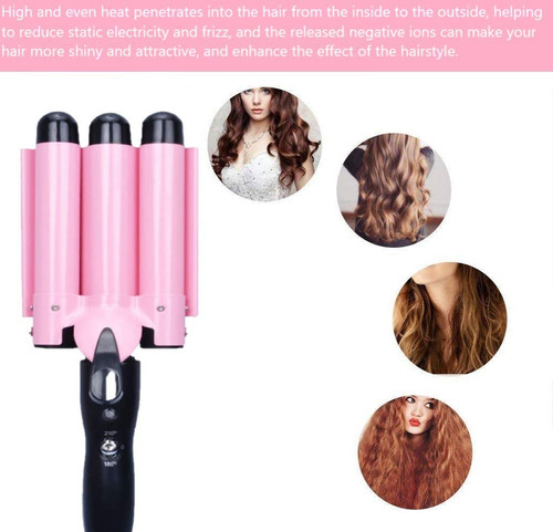Modvica 3 Jumbo Barrel Curling Iron Wand 32mm Hair Waver Tem Color Rosa - Imagen 9